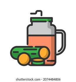 Vector cucumber juice filled line icon, food and drink related 64x64 Pixel, whitebackground