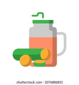 Icono plano del jugo de pepino vectorial, alimentos y bebidas relacionados 64x64 Pixel, fondo blanco