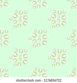 Vector Cucumber Seed Seamless Pattern Isolated on Green Background.