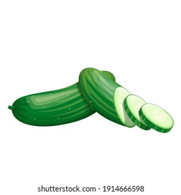 Vector cucumber. Vegetable illustration for farm market menu. Healthy food design