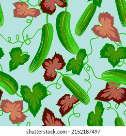 Vector - Cucumbers seamless pattern, watercolor illustration.