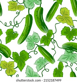 Vector - Cucumbers seamless pattern, watercolor illustration.