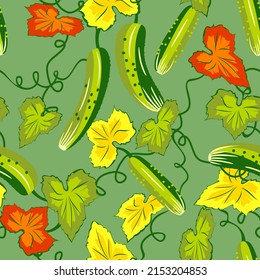 Vector - Cucumbers seamless pattern, watercolor illustration.