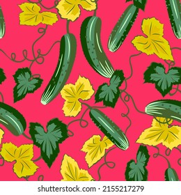 Vector - Cucumbers seamless pattern, watercolor illustration.