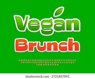 Vector Culinary Advertisement Brunch vegano. Fuente roja de la moda. Letras y Números Elegantes