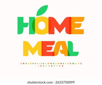 Vector Culinary concept Home Meal. Bright Colorful Font. Watercolor Alphabet Letters and Numbers