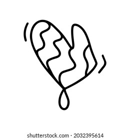 Potenedor vectorial, guante de hornear, ropa y cosas para cocinar aisladas de fondo blanco. Ilustración de diseño estacional, textil, cafetería, restaurantes decorativos al estilo doodle.