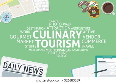 Vector Culinary Tourism Concept,template