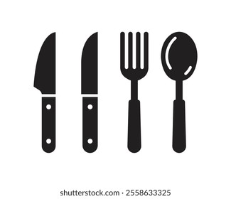 Vector Cultery Icons. Knife, Fork And Spoon Icons