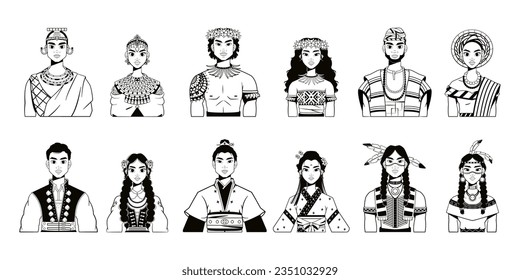 vector cultural diversity cartoon set illustration isolated