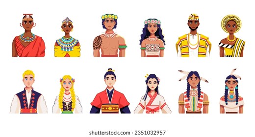 vector cultural diversity cartoon set illustration isolated