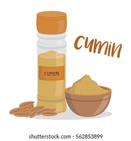 Vector cumin illustration isolated in cartoon style. Herbs and Species Series