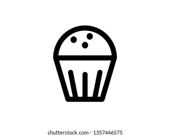 vector cup cake icons outline on white - Vector