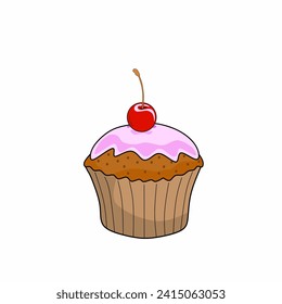 Vector cup cakes with additional cherries on top of the cup cake