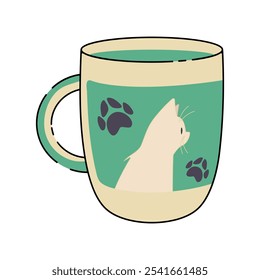 Taza de Vector con estampado de gatos y patas. Gatos en Vector.