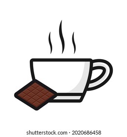 vector a cup and chocolate bar line icon illustration