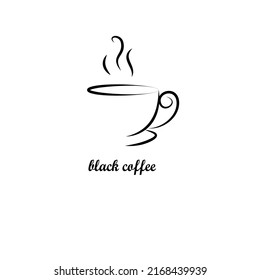 vector of a cup of coffee in black and white lines
