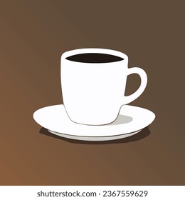 Vector a cup of coffee in brown background