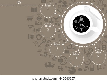 Vector cup of coffee business. Ideas, concepts and innovations in the market to trade flat design.