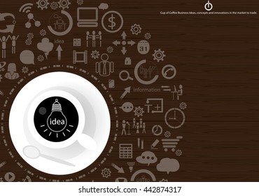 Vector cup of coffee business. Ideas, concepts and innovations in the market to trade flat design.