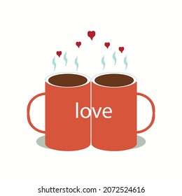 Vector cup of coffee with heart concept we love coffee.Vector,Illustration.