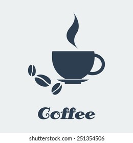Vector cup coffee hot espresso brazil. Flat color eps10
