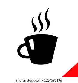 Vector cup of coffee icon isolated on white background. Cup of tea. Black silhouette, drawing, illustration, flat symbol.