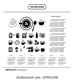 vector cup and coffee info graphic icons