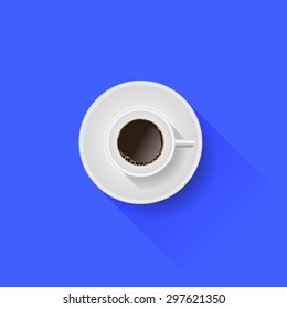 Vector Cup of Coffee Isolated on Blue Background