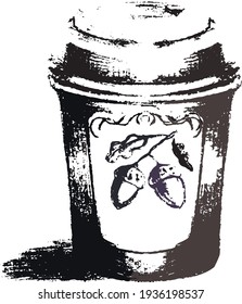 Vector cup of coffee with label