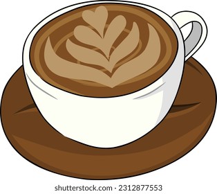 vector cup of coffee latte art
