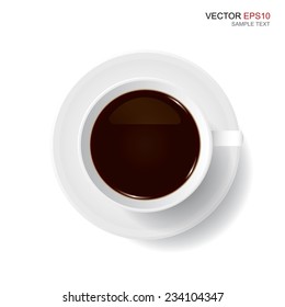 Vector cup of coffee on white background.