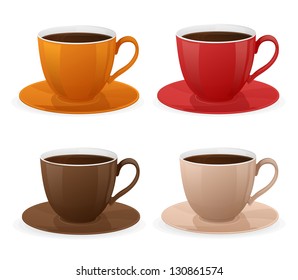 Vector cup of coffee set