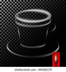 Vector cup of coffee or tea made of smoke