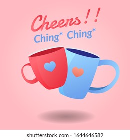 Vektorillustration Cup Couple Herzts Konzept. Flache Illustration von Hochzeitsliebe. romantische Liebe einzeln auf weißem Hintergrund. Valentinzeichensymbol. Cup Couple Herzenssymbol