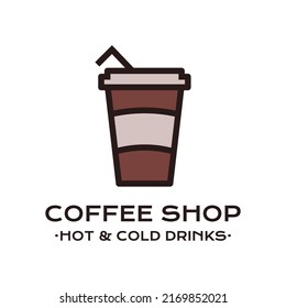 Vector cup of drink with straw and text on white surface