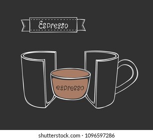 Vector cup of espresso. Infographic of coffee in a cut