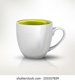 Vector cup  of green tea. Object illustration for presentation and corporate design. Isolated realistic object.