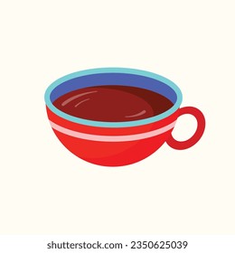 Vector cup with hot coffee drink latte.