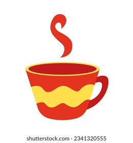 Vector cup with hot coffee flat illustration