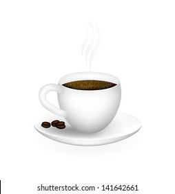 Vector Cup Of Hot Coffee On A White Background