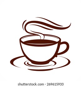 Vector cup with hot drink.