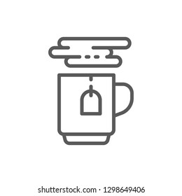 Vector cup of hot tea line icon. Symbol and sign illustration design. Isolated on white background