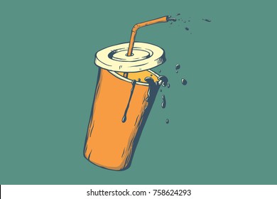 Vector cup illustration. Hand drawn sign. Good for leaflets, cards, posters, prints, menu.