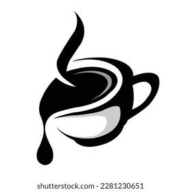 vector cup illustration, tea vector, logo, black and white, art