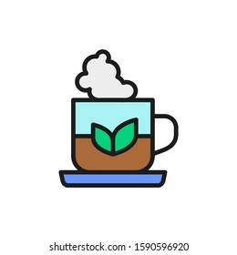 Vector cup of indian tea flat color line icon.