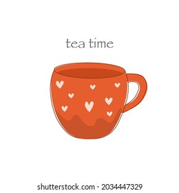 Vector cup isolated on white background. Tea time.