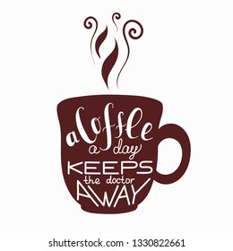 A vector cup with lettering about coffee