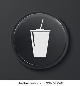 Vector cup modern black glass circle icon. Eps10