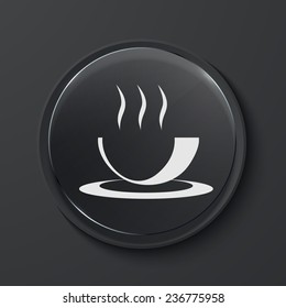Vector cup modern black glass circle icon. Eps10